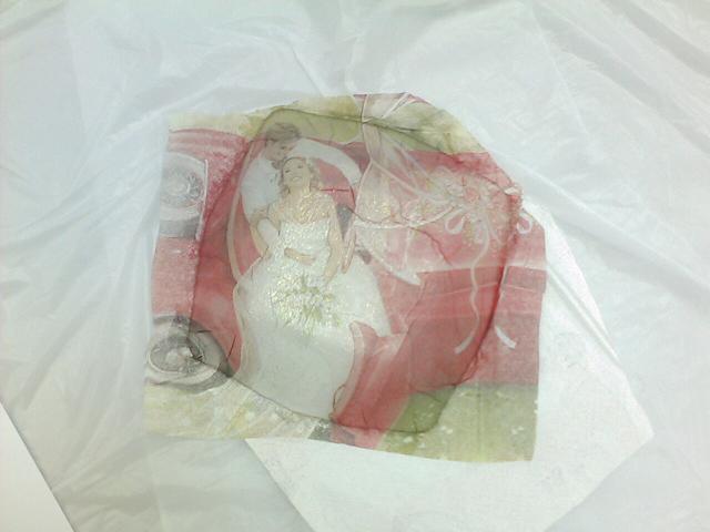 將餐巾的圖案製成玻璃碟上的圖案